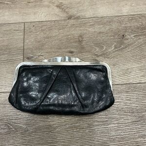 Hobo International HAYLEY Black Leather Kisslock Clutch Wallet
